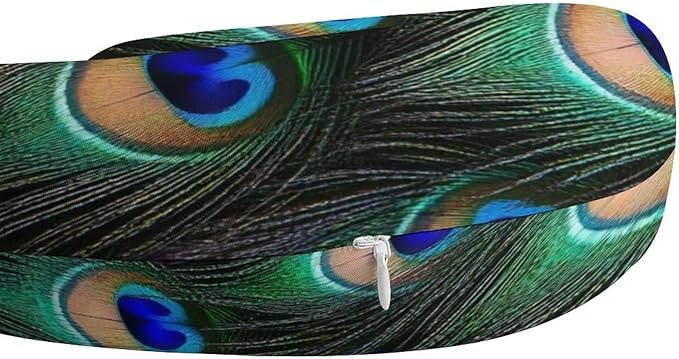 Unisex Travel Pillow U-Shaped Memory Foam Neck Support, Peacock U-Shape, Washable Airplane Car Nap Cushion