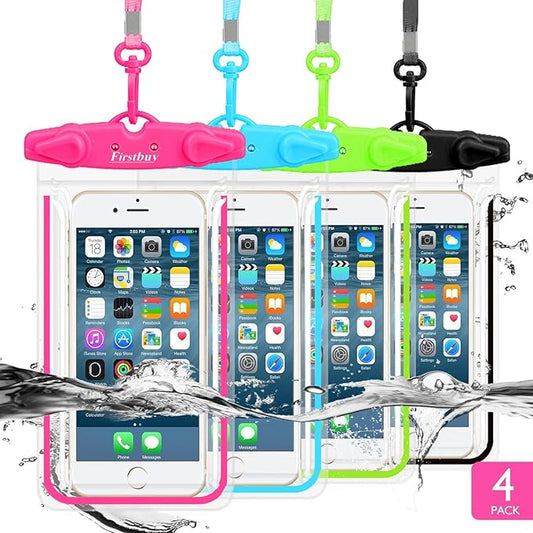 Universal Waterproof Phone Pouch, 4 Pack Waterproof Phone Case Dry Bag with Neck Strap Luminous Ornament for Water Games Protect iPhone 17 16 15 13 Pro Max Plus Galaxy S24 S23 Google Note up to 7.5"