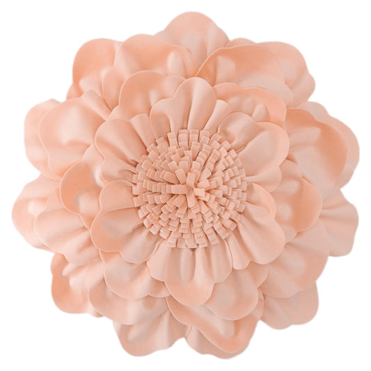 JWH 3D Flower Throw Pillow Cover Decorative Round Pillow Case Floral Cushion Velvet Pillowcase for Bed Sofa Couch Car Decor 14x14 Inches Peach Pink