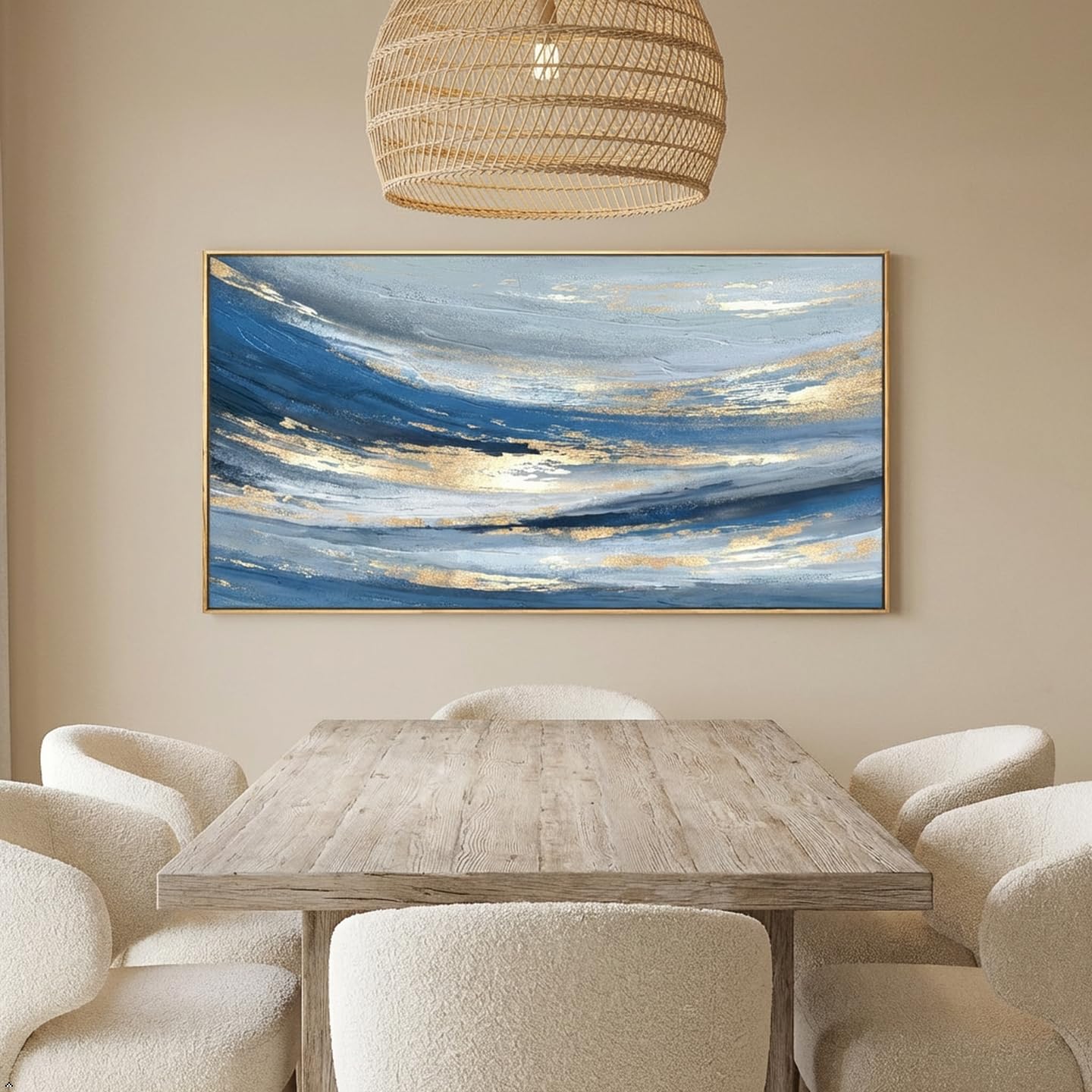 Abstract Wall Art Canvas Paintings Blue Fantasy Modern Large Framed Artwork Decor for Living Room Bedroom Office Painting Home Decor 30"x60"