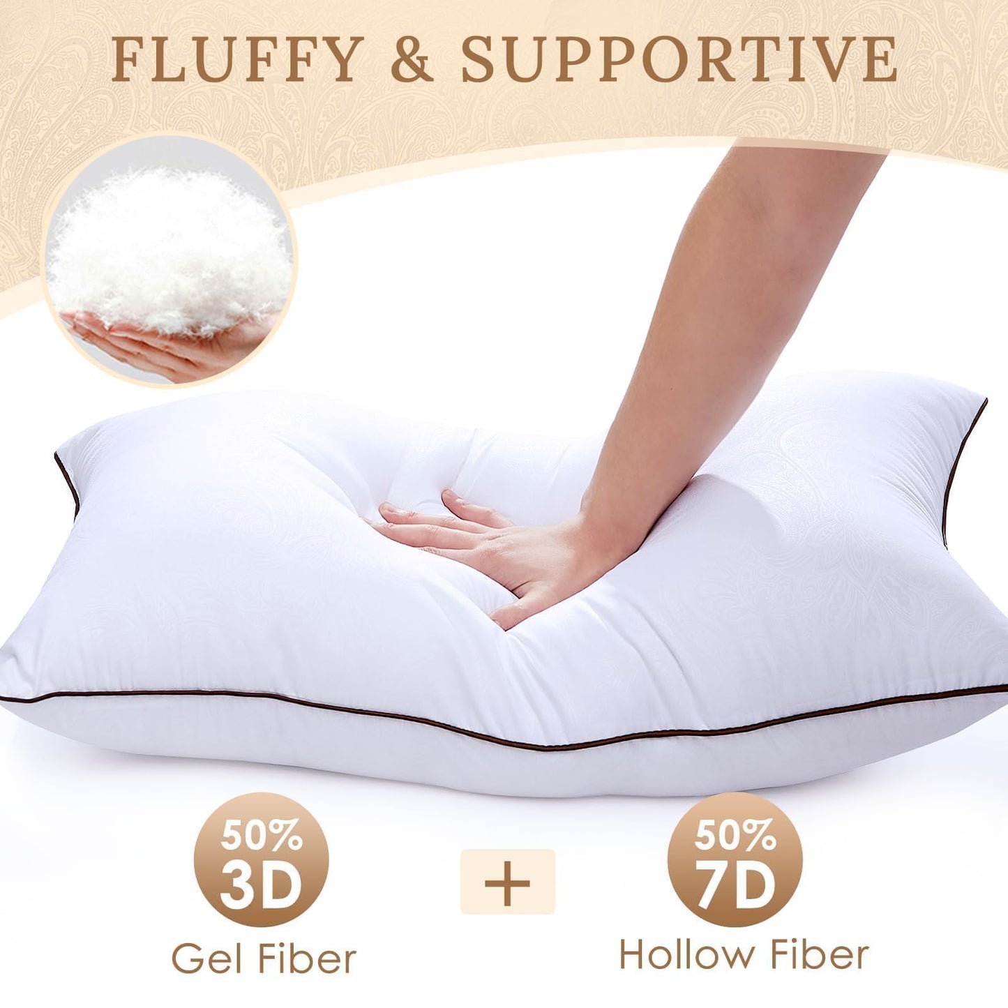 HUXMEYSON King Size Pillows Set of 4, Luxury Hotel Bed Pillows Set with Down Alternative Filling for Side and Back Sleepers