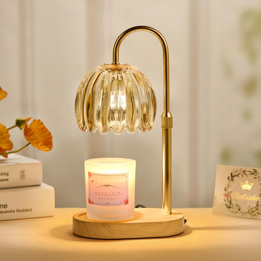 Heymirro Candle Warmer Lamp with Timer Dimmer Adjustable Height, for New Home Decor,Valentine's Day, Birthday Gifts for Women,Wax Warmer Lamp for Jar Candles with 2 Bulbs(Gold)