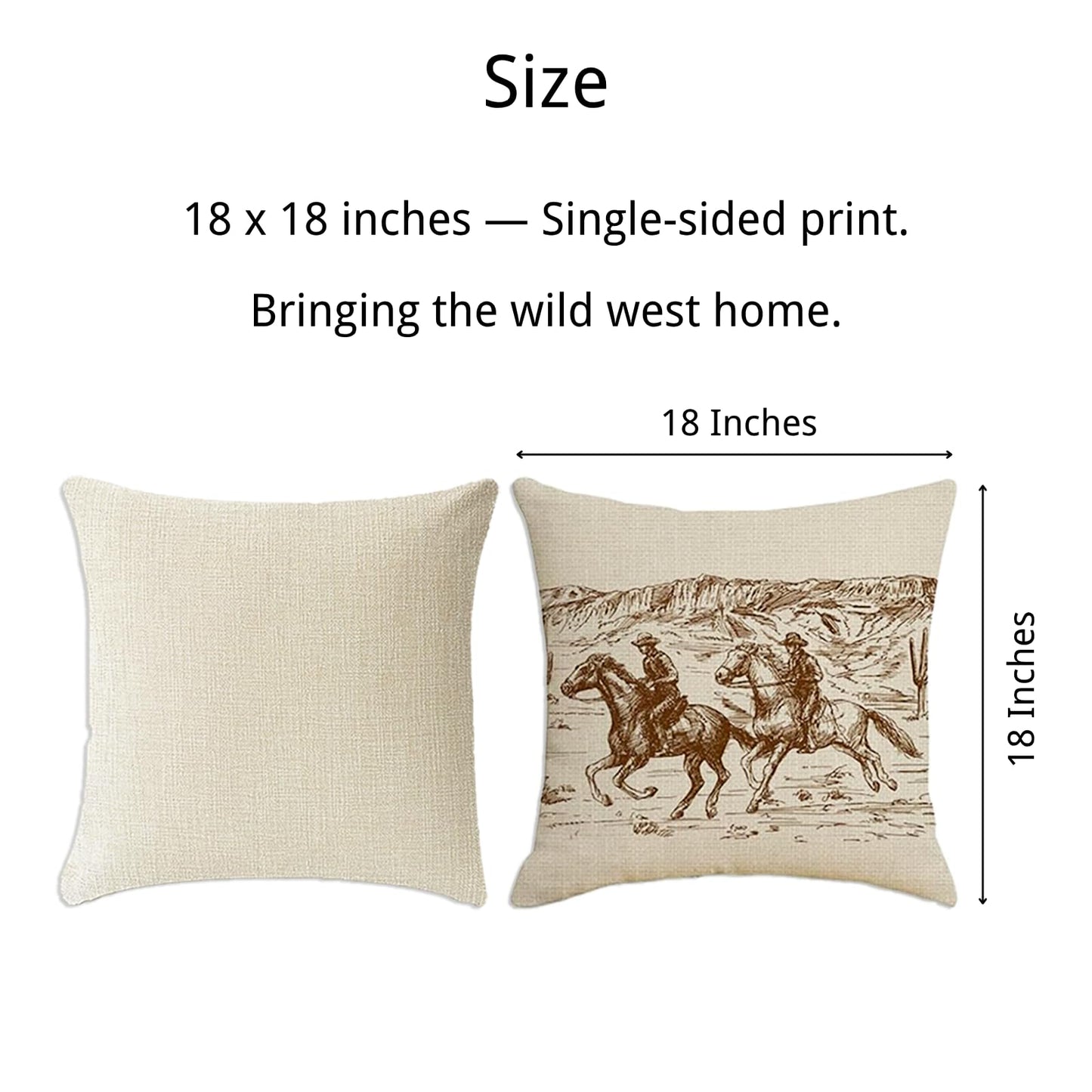 Sagielio Western Throw Pillow Covers Western Home Decor 18x18 Set of 4, Cotton Linen Pillows for Couch Living Room and Bedroom, Pillow Case Set for Cowboy Couples Boys Girls (Beige)