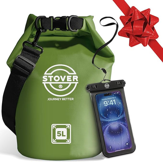 STOVER 5/10/25/30/40/55L Waterproof Dry Bag- Roll-Top Backpack w/Phone Case- Kayaking, Hiking, Camping, Boating- Men/Women