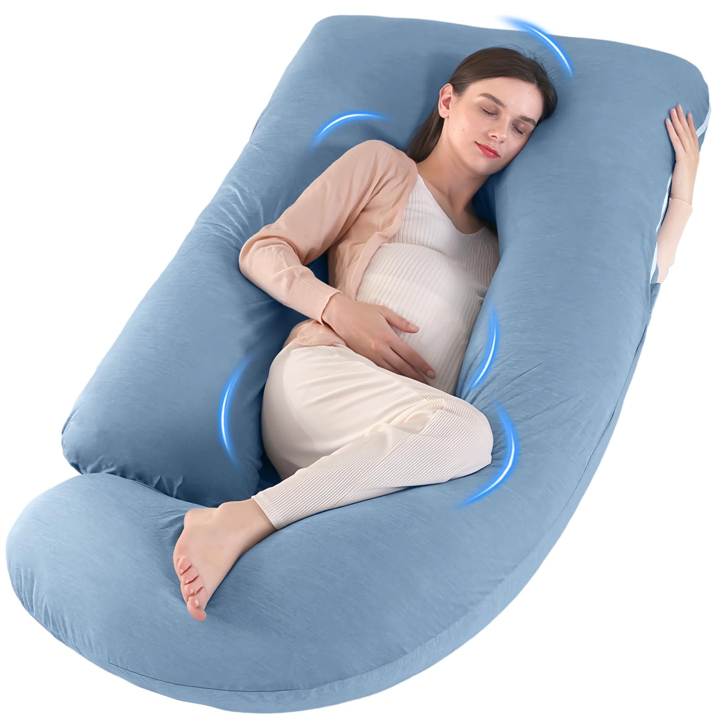 U-Shaped Pregnancy Pillow for Sleeping, Full Body Support for Back, HIPS & Belly - 65 Inch Maternity Pillow with Machine Washable Cover | Maternity Essential