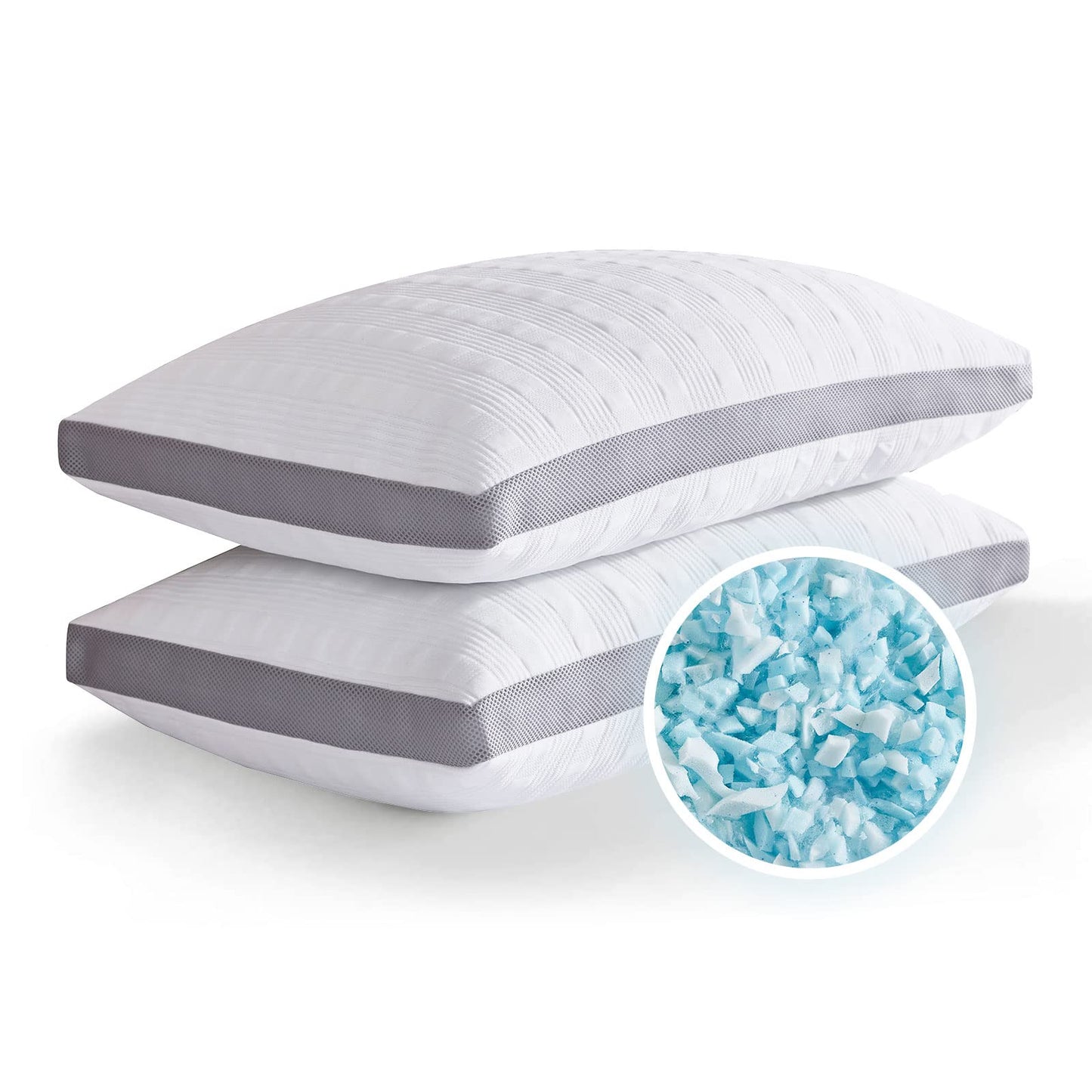 Meoflaw Cooling Pillows King Size Set of 2,Shredded Memory Foam Bed Pillows for Sleeping, Supportive Pillows for Back & Side Sleepers,Adjustable King Size with Removable Cover