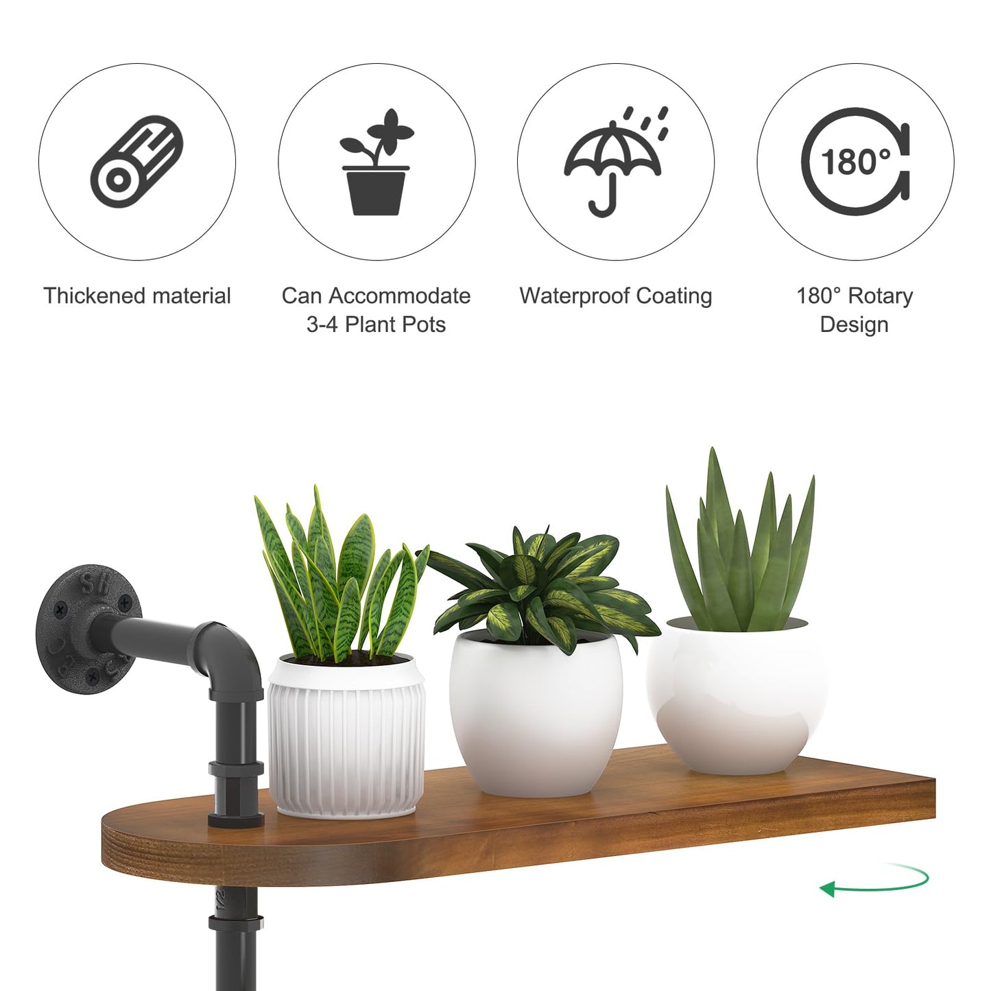 OtGalk 3-Tier Rotating Window Plant Shelf,Wooden Indoor Plant Stand