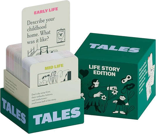 TALES 150 Life Story Interview Kit, Conversation Cards, for Grandparents, Parents, Families, Adults, Game Night, Road Trips, Dinner Table, Getting to Know You (New Edition)