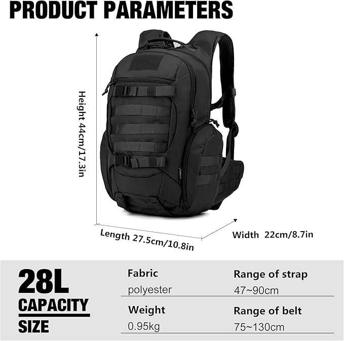Mardingtop Tactical Molle Backpack for Men- 18L/28L EDC Hiking & Motorcycle Backpack