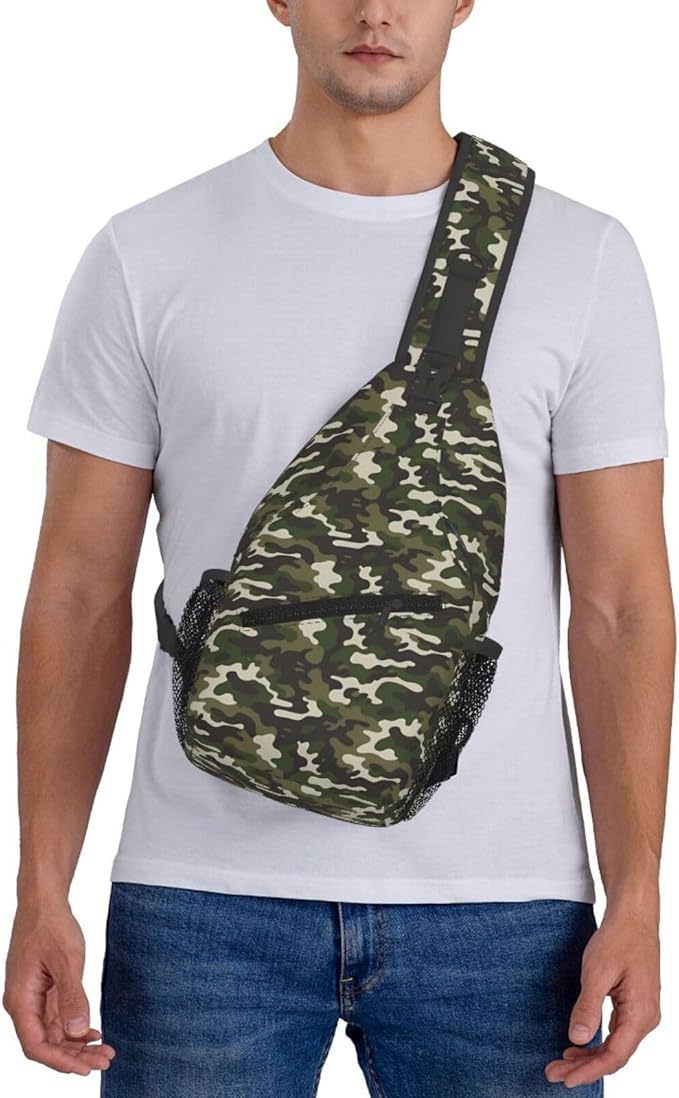 QFXUYNG Green Adult Sling Bag Unisex Chest Bags Crossbody Backpack Casual Daypacks Shoulder Bag for Women Men Cycling Hiking Travel