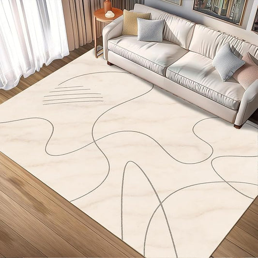 Modern Marble Rug - 2x3 Rug, Abstract Line Marble Bath Rugs, Minimalist Geometry Doormat, Washable & Non Slip Small Rugs Home Decor
