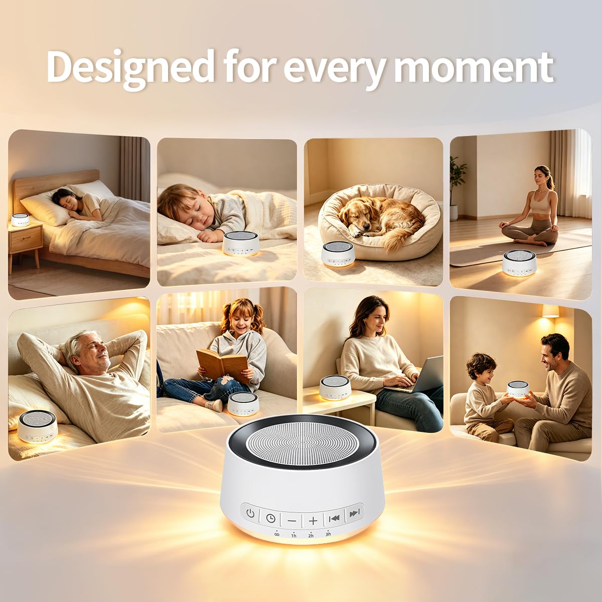 Sound Machine Night Light White Noise Machine with 30 Soothing Sounds 12 Colors Night Light Sleep Machine for Baby Kids Adults Brown Pink Nosie Machine with 32 Volume Levels for Office Home Travel
