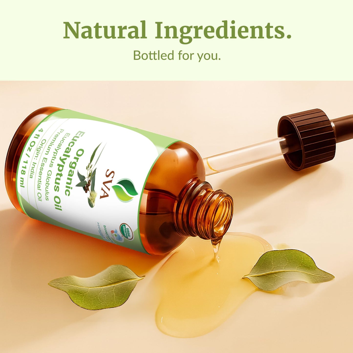 SVA Organic Eucalyptus Essential Oil with Dropper, 4 Fl Oz (118 mL)