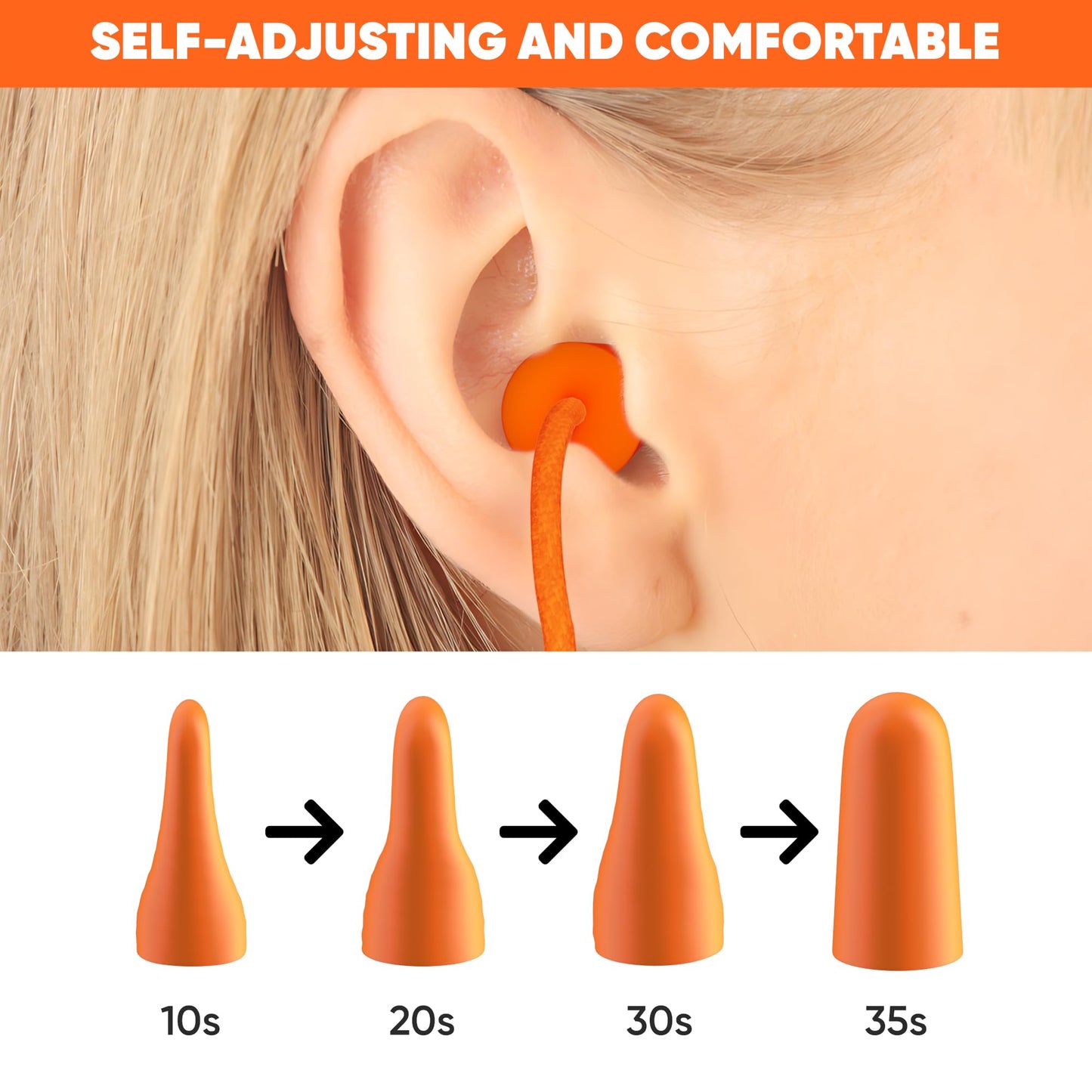Foam Corded Ear Plugs 100 Pair - 32dB Noise Cancelling Shooting Hearing Protection for Noise Reduction Construction Work Safety Mowing Industrial - Disposable Ear Plugs with Cord Bulk