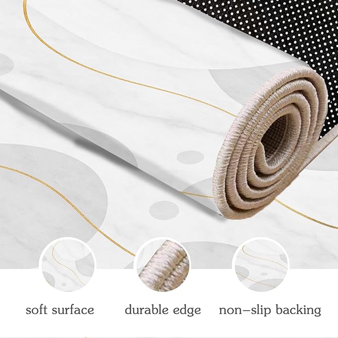 Minimalist Marble Rug - 2x6 Runner Rug, Abstract Marble Runner Carpet, Modern Luxury Entryway Rugs, Washable & Non Slip Carpet Home Decor
