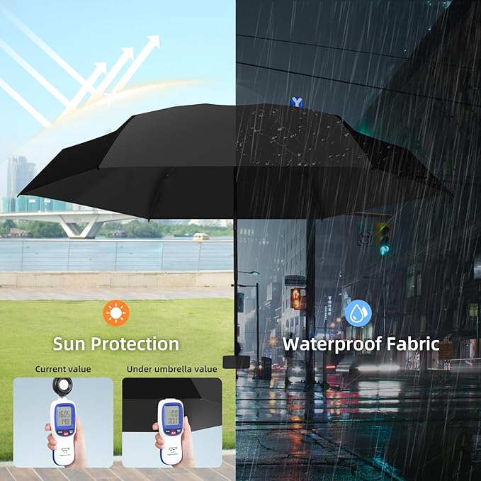 Travel Mini Compact Folding Umbrella with Case - UV Sun & Rain Protection, Lightweight Portable Pocket Umbrella for Women Men Kids, Fits Purse Backpack