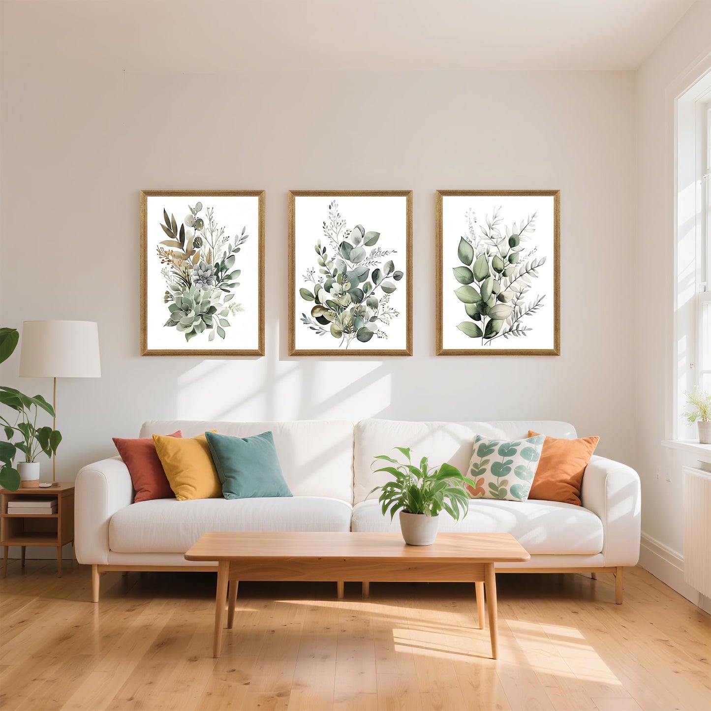 FYLDPSB 3Pcs Framed Wall Art Floral Wall Decor Living Room Canvas Art Botanical Pictures Sage Green Paintings Boho Artwork Modern Farmhouse Flower Prints for Bedroom Bathroom
