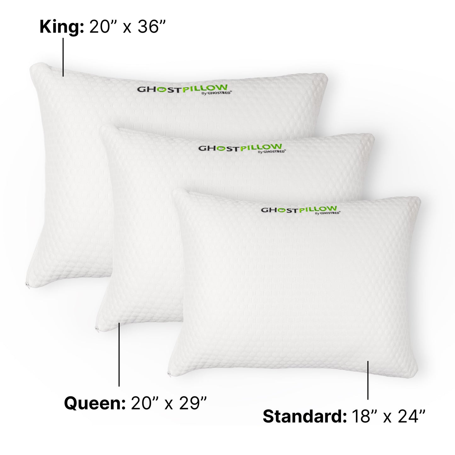 GhostBed Shredded Memory Foam Pillow with Adjustable Gel Memory Foam and Cooling Breathable Cover - King Size Shredded Memory Foam Pillows CertiPUR-US Certified 1-Pack