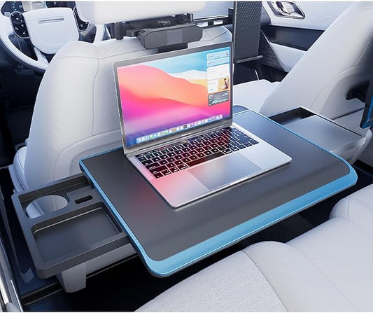 Diodceraic Aluminum Alloy Car Tray Table Adjustable Seat Back Laptop Desk Portable Foldable Car Seat Table Travel Tray with Mobile Phone and Tablet Holder for Car Travel,Working, Writing, Eating