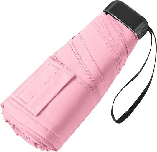 Mini Umbrella for Travel - Waterproof Portable Folding Umbrella Flat Compact Lightweight Small Umbrellas for Pocket Purse