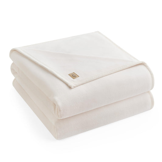 UGG Coco Queen Fleece Blanket for Bed – Luxury Room Decor, Plush & Warm Queen Blanket for Bed, Gifts for Teens and Women, 90" x 92", Off-White Snow