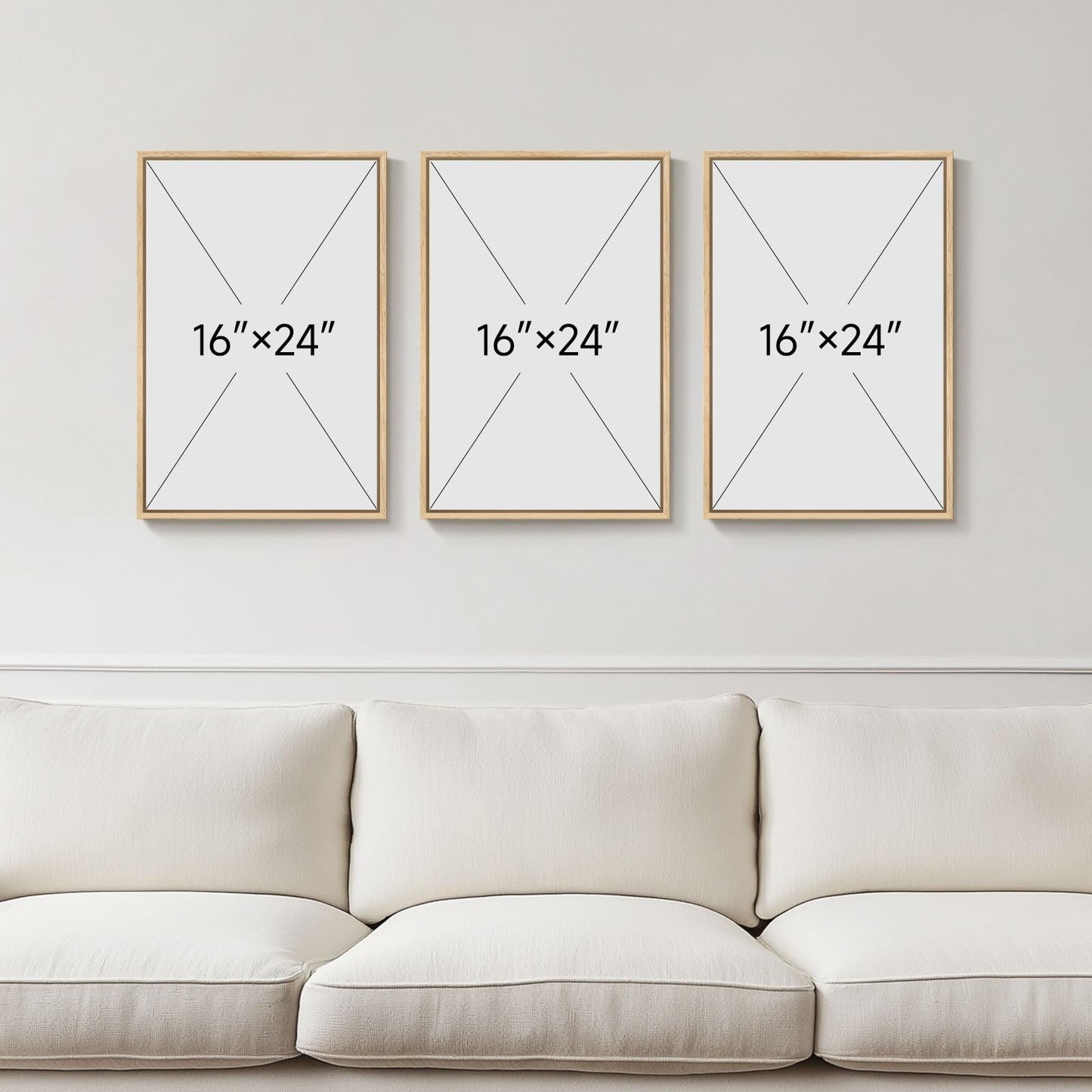 Framed Black and White Brown Abstract Wall Art, 3 Piece Boho Geometric Canvas Prints Paintings Artwork for Walls, Modern Minimalist Neutral Pictures for Living Room Dining Room Bedroom Wall Decor 16x24 In