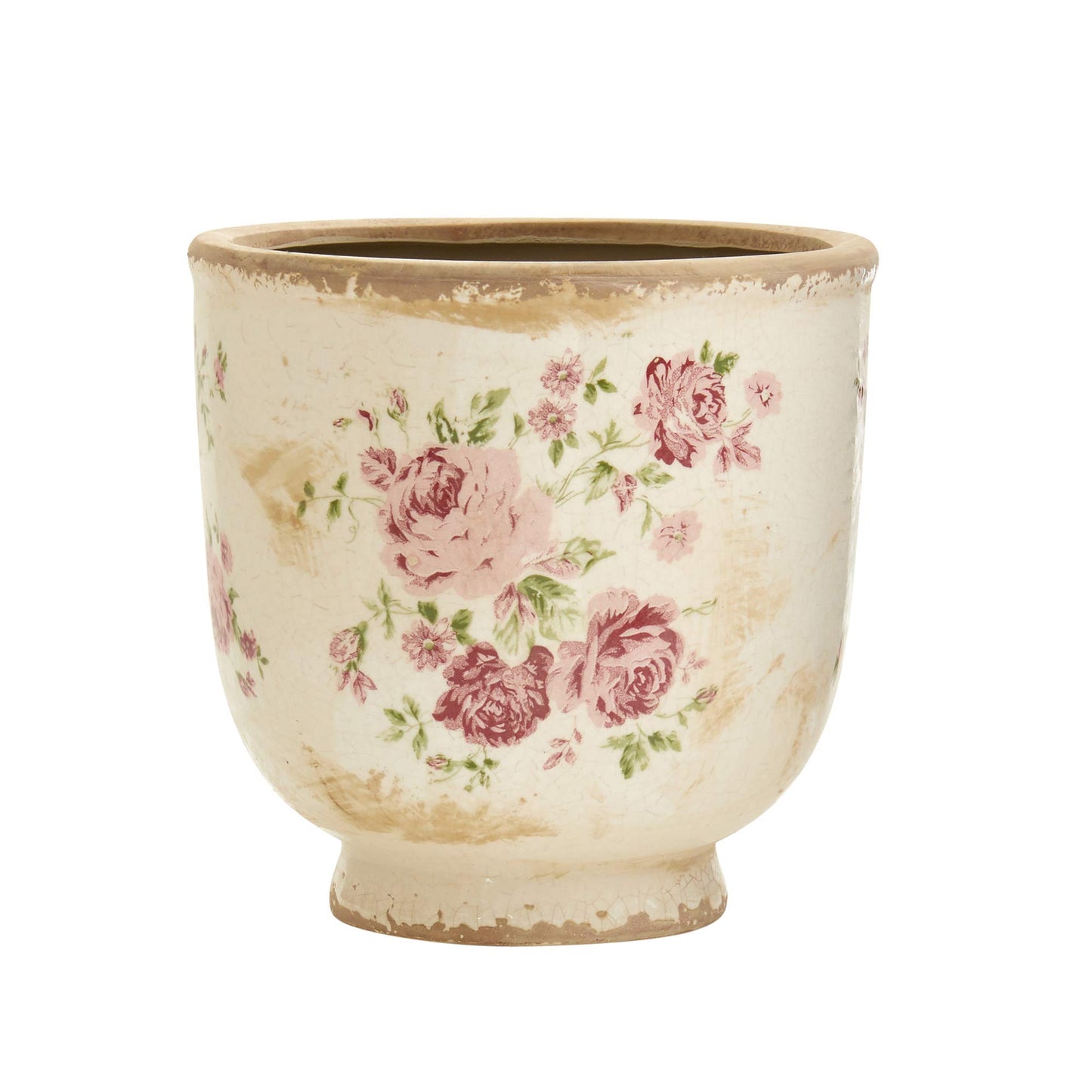 Nearly Natural 7.5in. Tuscan Ceramic Floral Print Planter