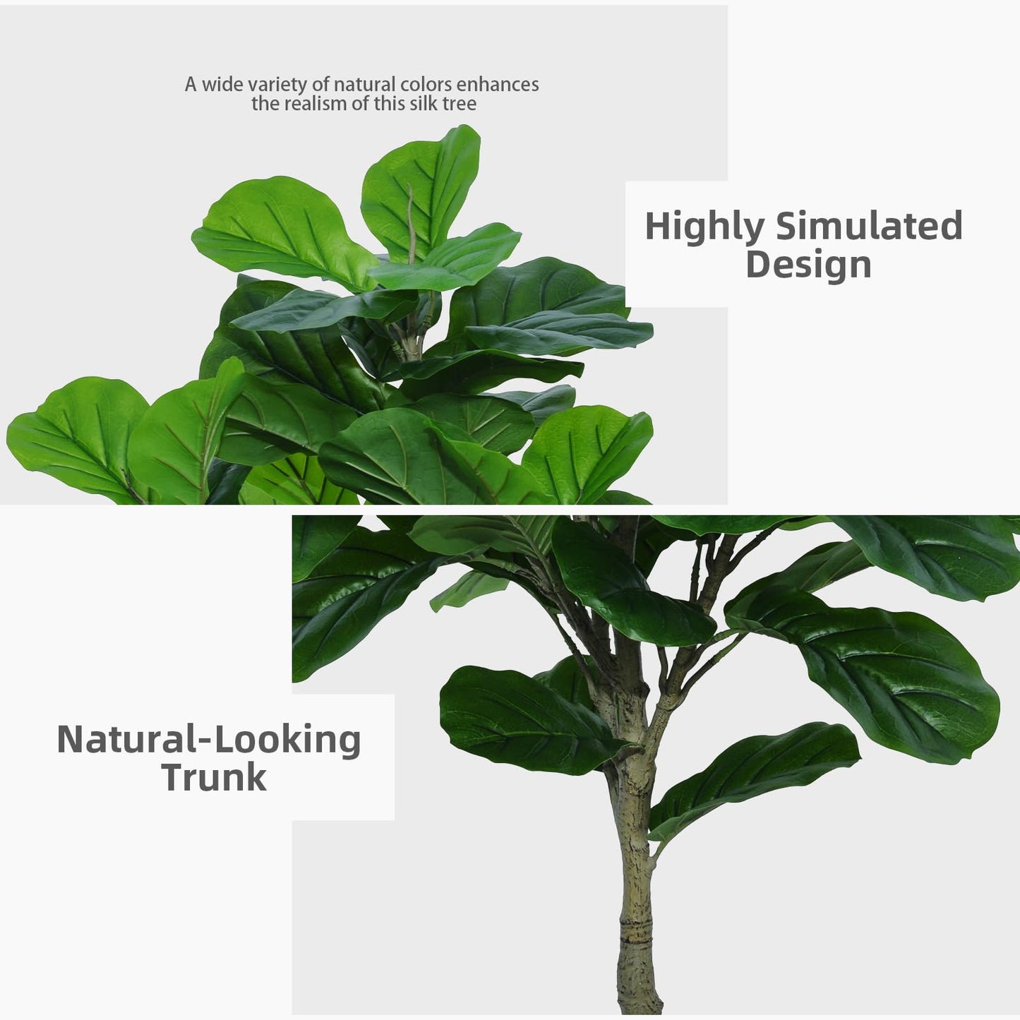 ASTIDY Fiddle Leaf Fig Tree Artificial 5FT - Faux Fiddle Leaf Fig Tree with White Tall Planter - Fake Ficus Lyrata Floor Plant Potted - Artificial Fig Tree for Home Office Living Room Decor Indoor