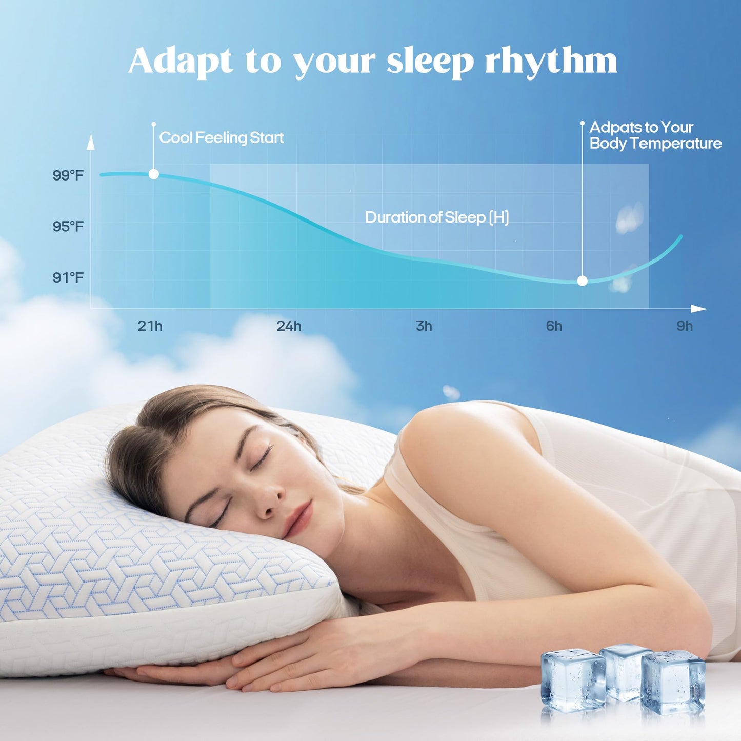 puredown® Cooling Pillows King Size Set of 2, Memory Foam Pillows Adjustable Firm Bed Pillows for Sleeping, Cool Pillow for Hot Sleepers with Zipper Removable Pillow Cover