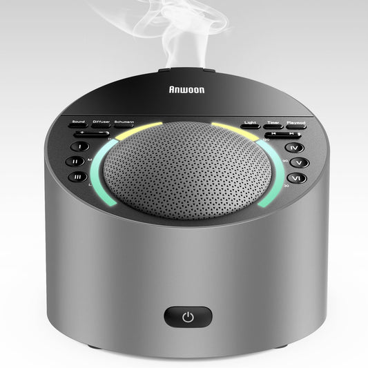 ANWOON Sound Machine with Aroma Diffuser, Premium Metal Shell White Noise Machine, Soothing Night Light, 50+ Natural Sounds for Sleep, Focus, Relaxation, Perfect System for Adults Kids Baby