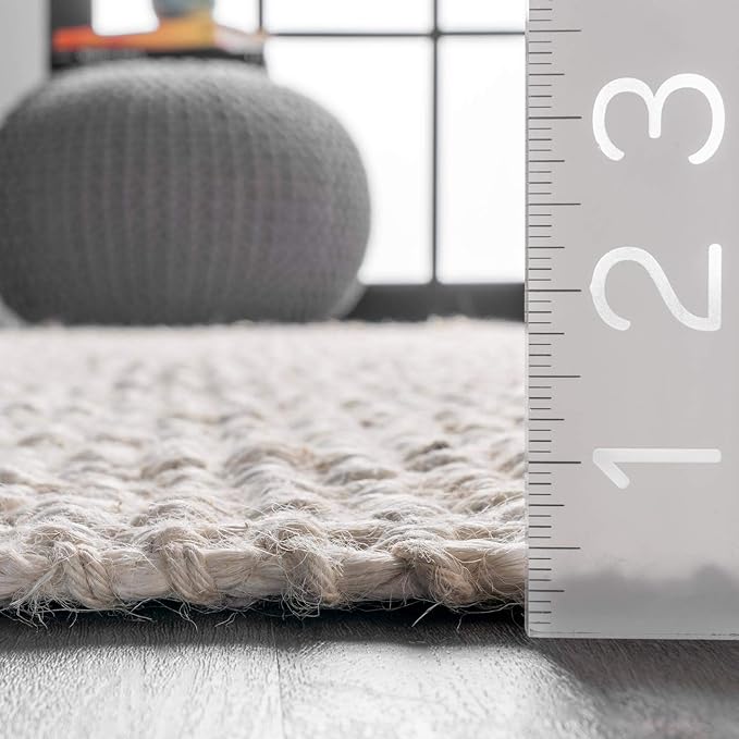 Nuloom Daniela Off-White, 3' x 5', Handmade, Jute, Tassel, Soft and Textured, High Traffic, Stain Resistant, Easy Clean, Durable Area Rug for Bedroom, Living Room, Dining Space, Foyer, Entryway