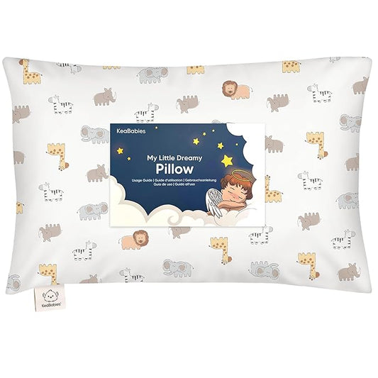 Toddler Pillow with Pillowcase - 13x18 My Little Dreamy Kids Travel Bed Pillows for Sleeping, Organic Cotton Small Pillowcase, Soft & Breathable, Machine Washable, Toddlers 2-5 years old (Safari Echo)