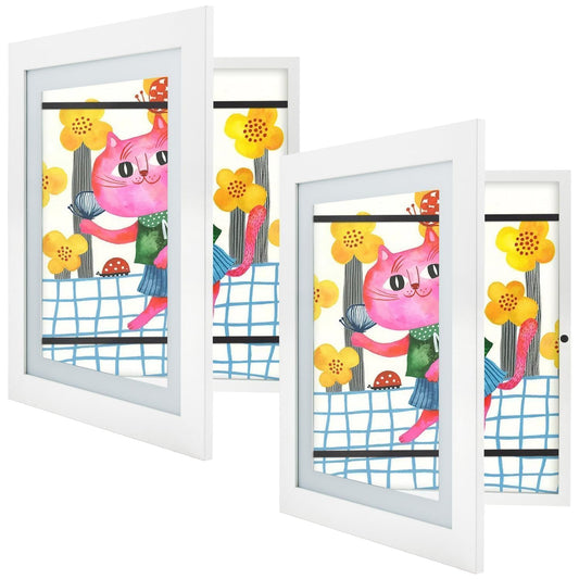 Golden State Art, 10x12.5 Kids Art Frames, Front-Opening Picture Frame Great for Kids Drawings, Artworks, Children Art Projects, Schoolwork, Home or Office (White, Set of 2)