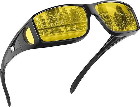 Night Driving Glasses for Men Women Anti Glare Polarized Fit Over Night Vision glasses
