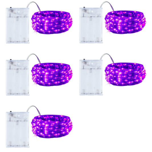 Minetom Halloween Fairy Lights - 20 LED Battery Operated String Lights, 7 FT, Purple, 5 Pack, Indoor Decoration