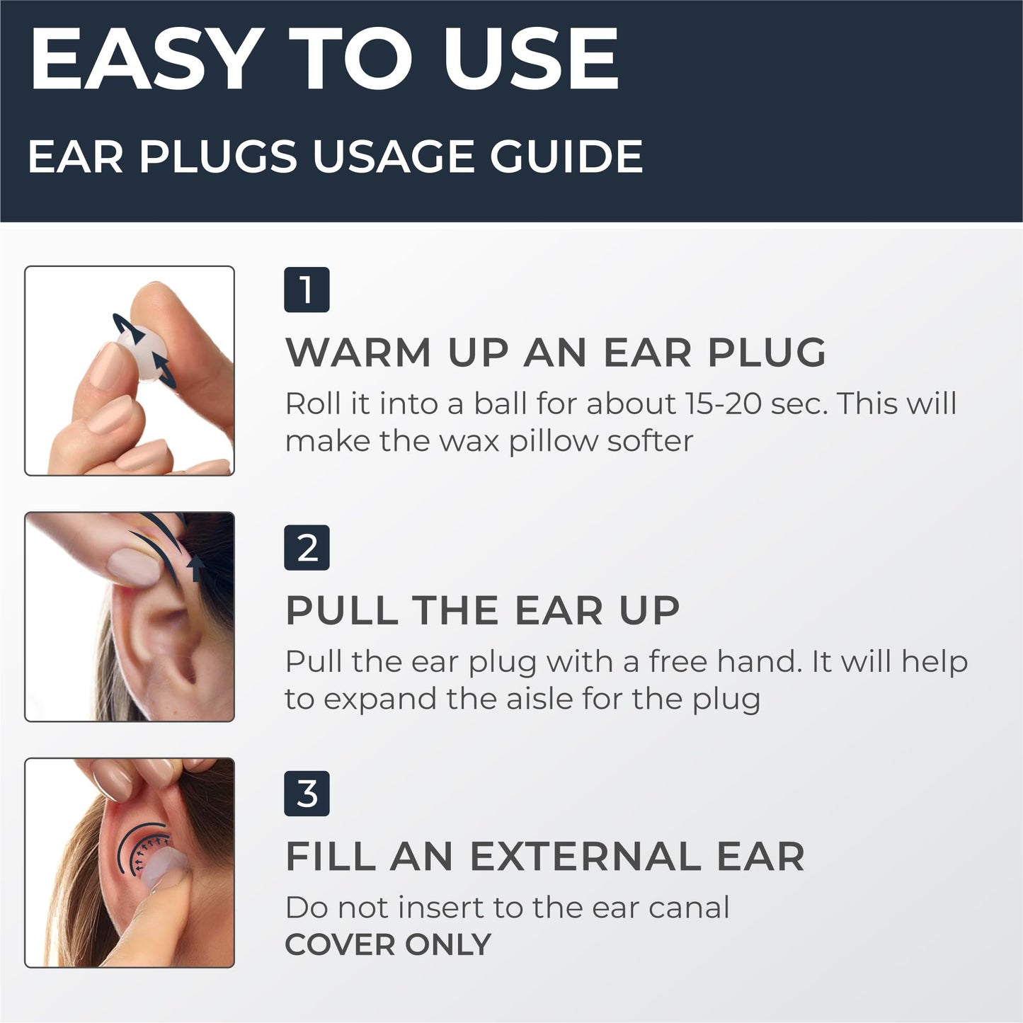 PQ Silicone Gel Ear Plugs for Sleeping and Swimming - 50 Noise Cancelling Earplugs, Ear Protection with Sound Blocking Level 32Db, Soft Wax Pillows (50 Pillows), Color: White
