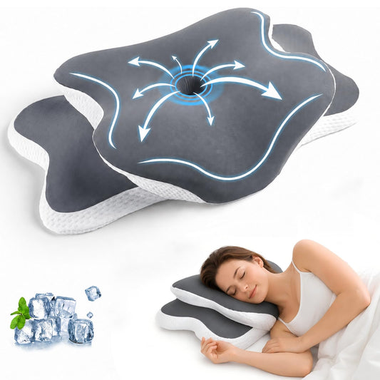 CloudNook Cervical Neck Pillow for Pain Relief, Ergonomic Memory Foam Neck Support Pillow for Sleeping, Cooling Comfort Designed for Side Back Stomach Sleepers