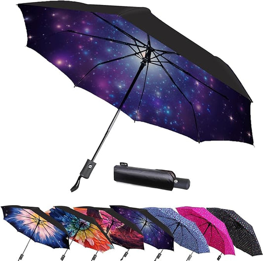 MRTLLOA 42/49 Inch Compact Windproof Travel Umbrella for Rain, Lightweight, Portable, Automatic, Strong, Waterproof Folding Umbrellas for Women, Men and Teenagers
