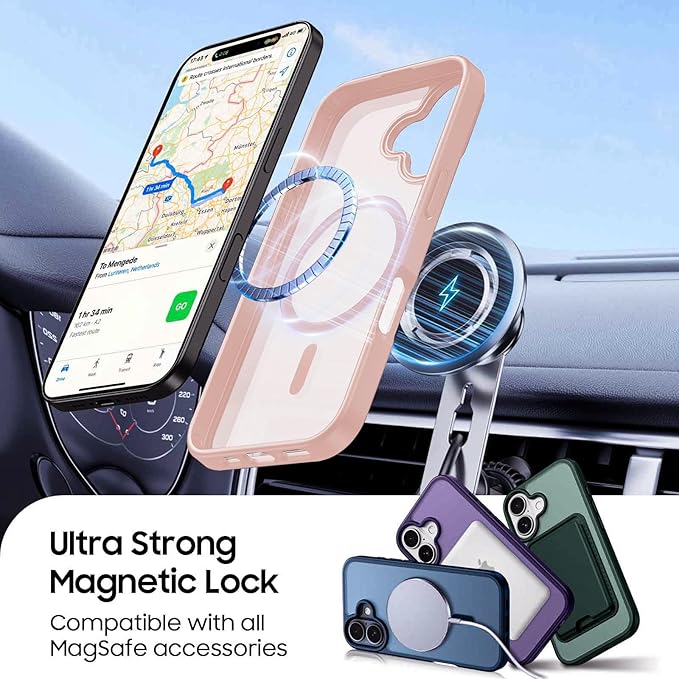 Ntwinro Magnetic for iPhone 17 Case (Compatible with MagSafe) with Detachable Wallet & Card Holder for 3 Cards [RFID Blocking] Military Grade Protective Slim Phone Cover, Pink