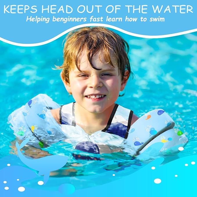 Chriffer Kids Swim Vest Life Jacket for 30-55 Pounds Boys and Girls, Toddler Floaties with Shoulder Harness Arm Wings for 2,3,4,5,6,7 Years Old Baby