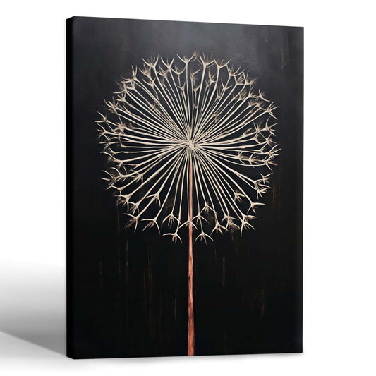 Framed Dandelion Plant Fun Wall Art Decor Canvas Print Poster Picture Modern Minimalist Artwork Bathroom Living Room Bedroom Office Gallery Decor 16x24 Inch Ready to Hang