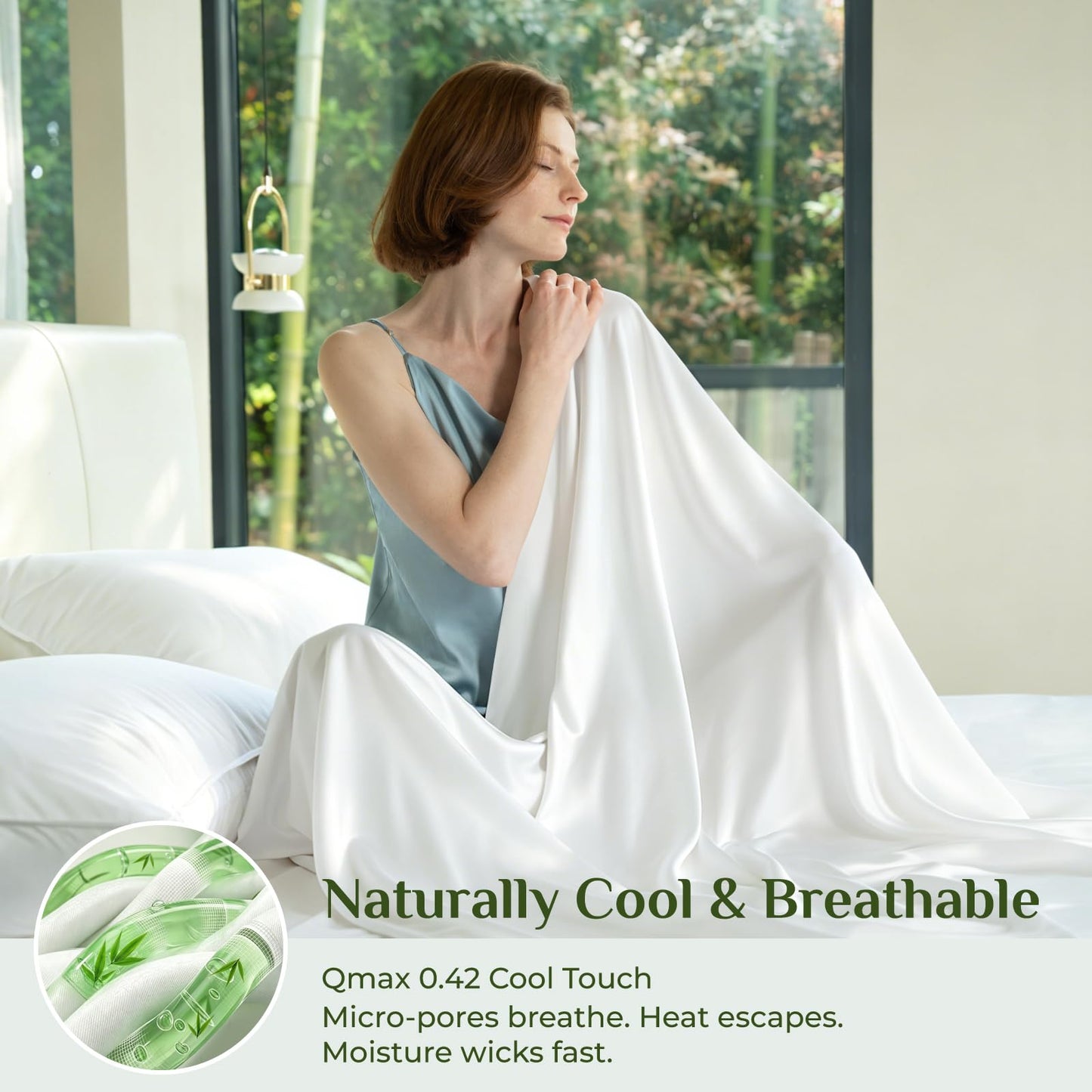BEDELITE Bamboo Viscose Sheets - 100% Organically Grown, 18" Deep Pocket King Size Sheet Set, All Round Elastic & Corner Straps, Luxury Silky Soft Cooling Sheets for Hot Sleepers, 4 Pieces, White
