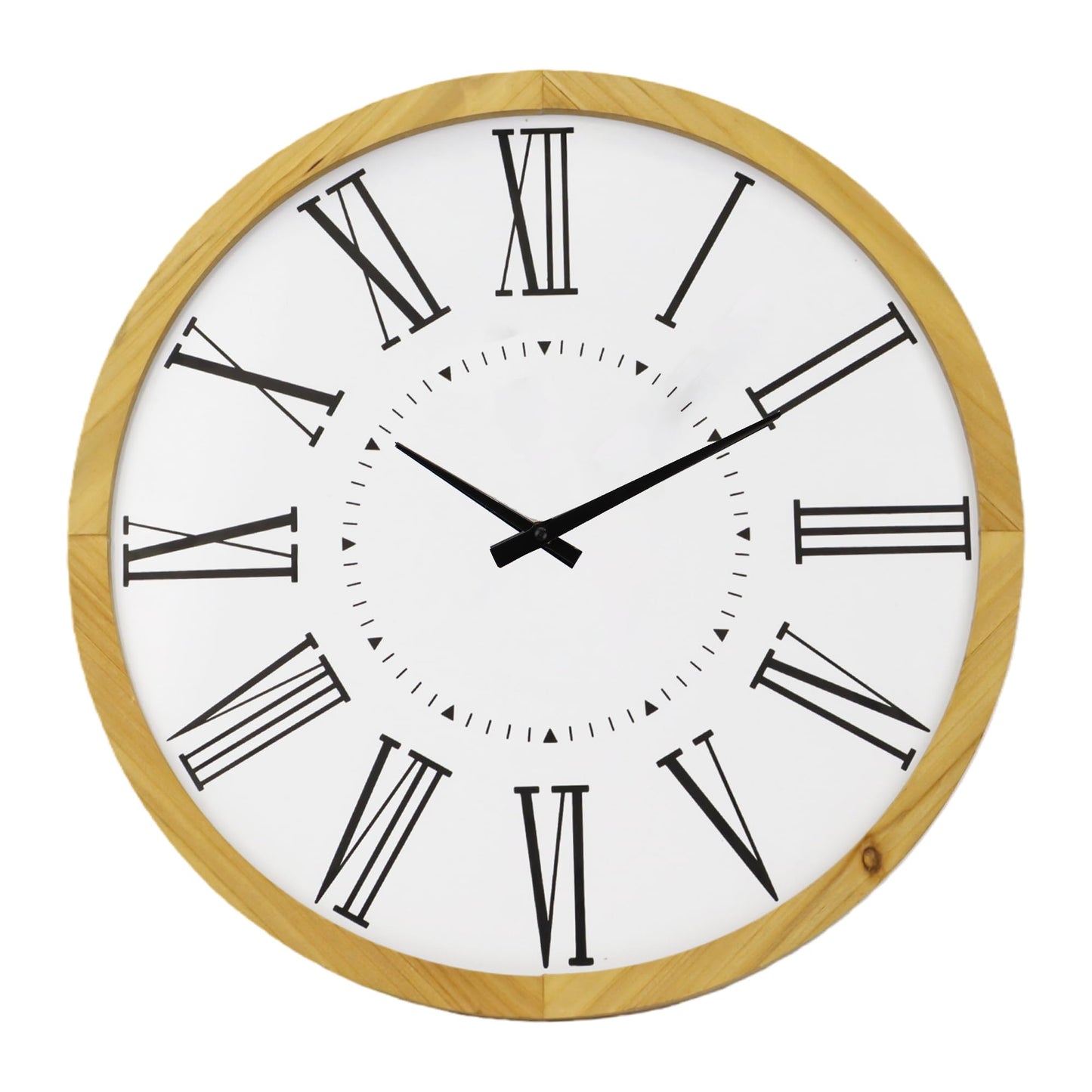 INTERHOMART Farmhouse Silent 16" Wall Clock Battery Operate,Wooden Non Ticking Sweep Movement, Large Farmhouse Wall Clock for Kitchen, Bedroom, Home Office, Living Room Decor, Roman Numerals