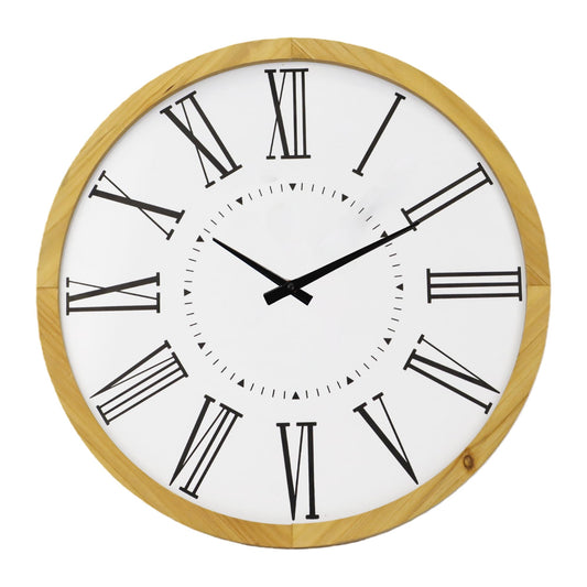 INTERHOMART Farmhouse Silent 16" Wall Clock Battery Operate,Wooden Non Ticking Sweep Movement, Large Farmhouse Wall Clock for Kitchen, Bedroom, Home Office, Living Room Decor, Roman Numerals