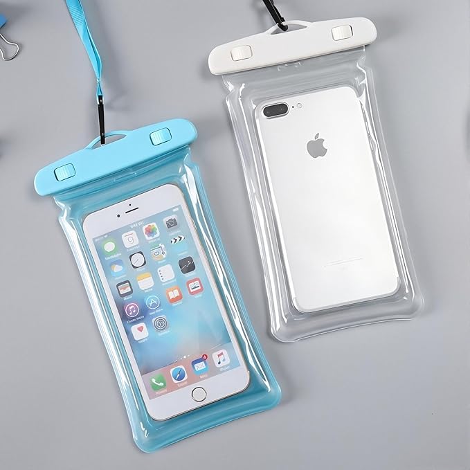 Sriyso Floatable Waterproof Phone Pouch- 7.2in Water Proof Cell Phone Case for Vacation Beach Pool Kayak Cruise Travel Essentials,Dry Bag with Lanyard for Most Models（Blue