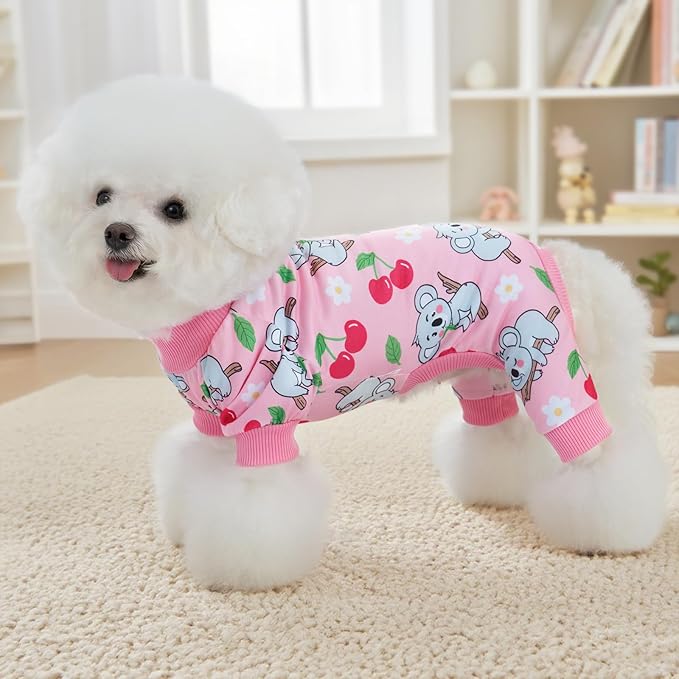 XPUDAC 4 Pieces Dog Pajamas for Small Medium Sized Dogs Stretchable Dog Pjs Soft Puppy Clothes Boy Girl Cats Pet Outfits, M