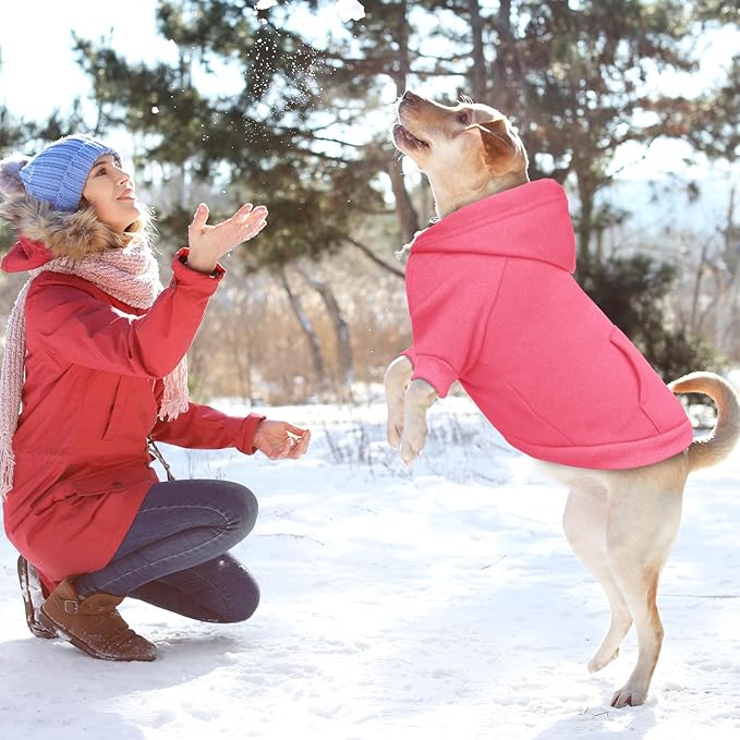 5XL Dog Sweaters for Large Dogs,Extra-Large Dog Hoodie,Cozy Fleece Interior Sweatshirt with Hood & Pocket,Leash Hole,Pet Clothes Sweater Hoodie for Large Dogs,Pink&5XL