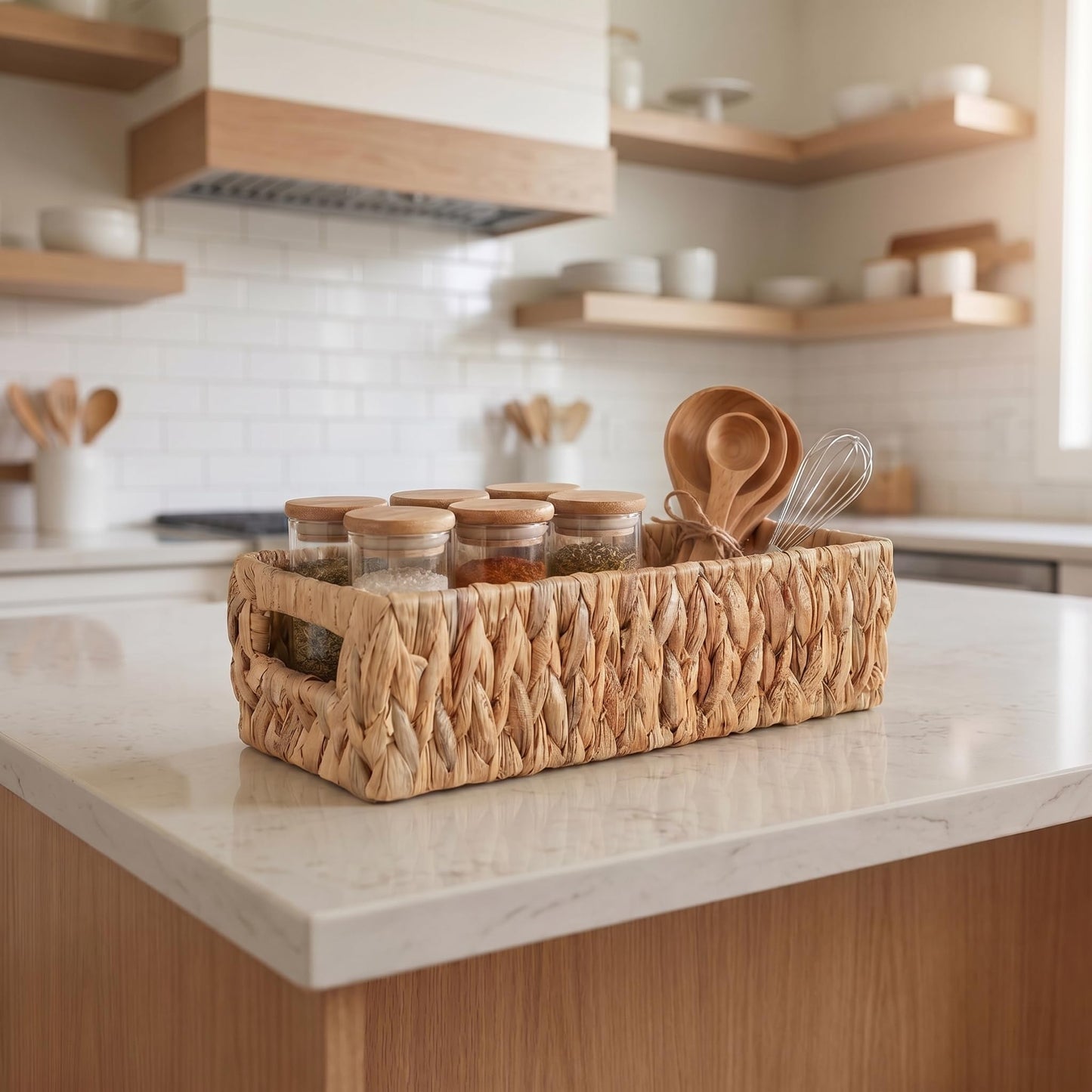 Water Hyacinth Wicker Storage Baskets, Natural, Set of 2
