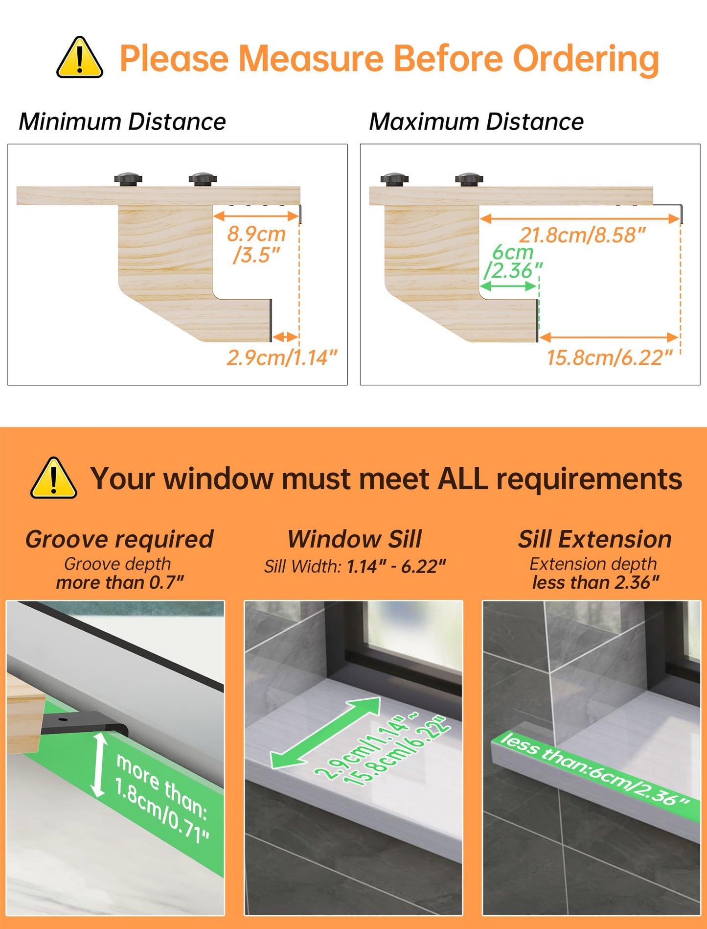 NiHome Window Sill Extender Plant Shelf, No Drill Wood Adjustable 21.2x11.8