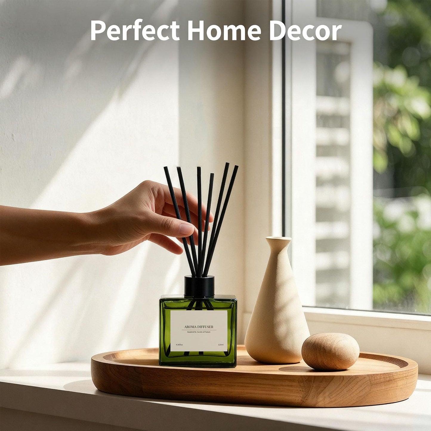 GAGINGOOLD Reed Diffuser, 4 oz Jasmine Lily Scent Diffuser with 7 Sticks, 90 Days Long Lasting Reed diffusers for Home, Elegant Fragrance for Bathroom Bedroom Office Decor, Air Fresh